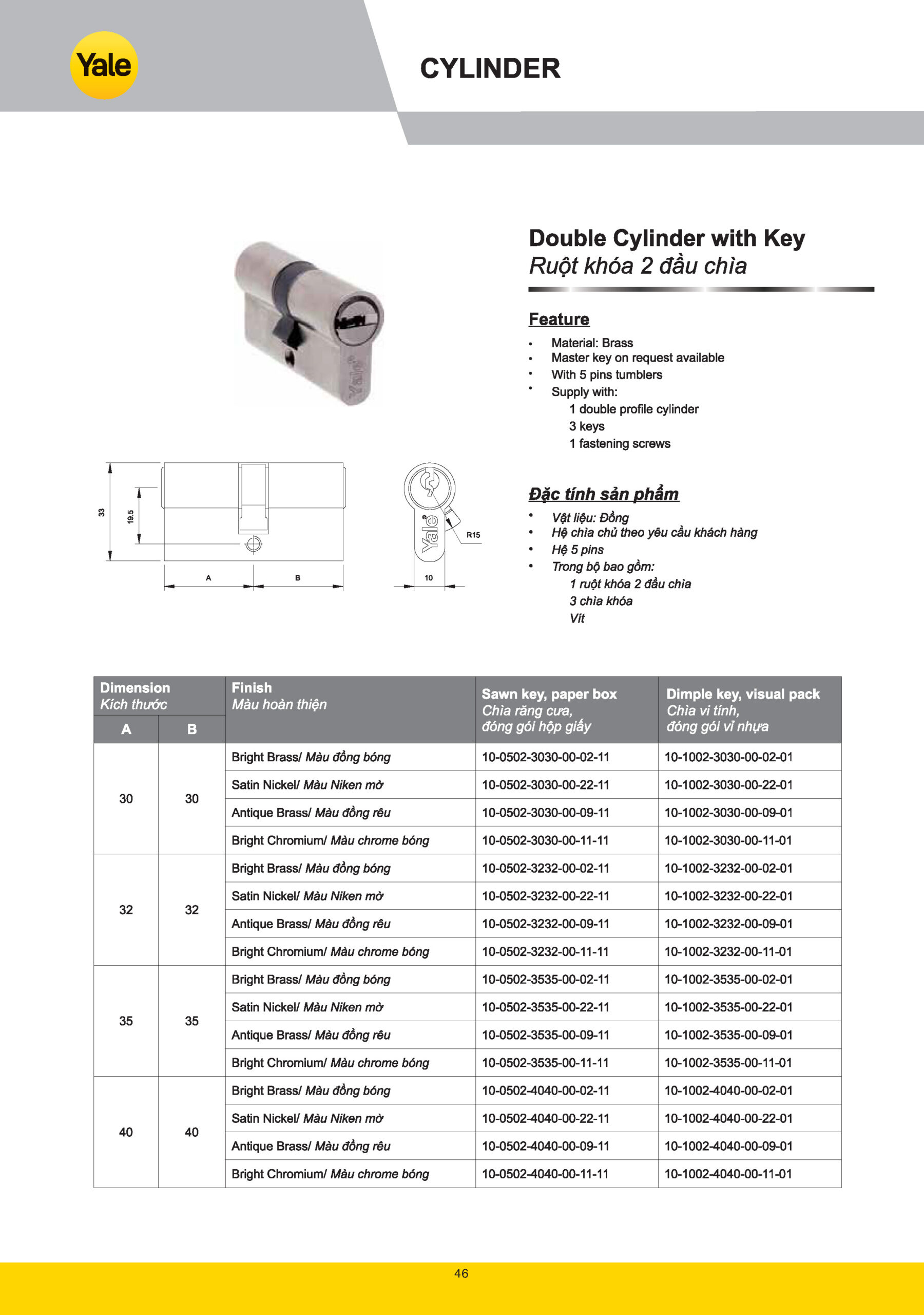 Ruột Khóa Yale catalogue yale 2025 Page 044 scaled